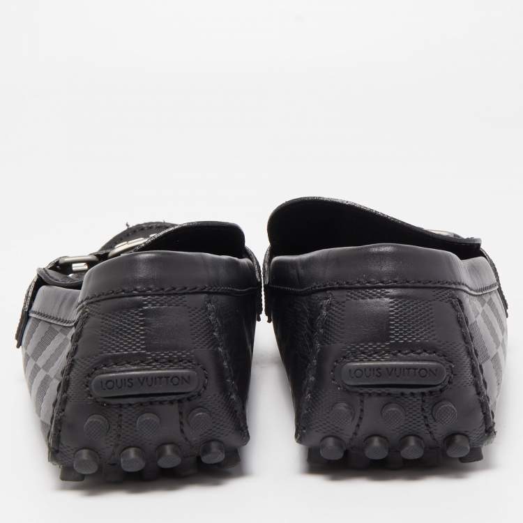 Pre Owned Louis Vuitton Black Leather Hockenheim Slip On Loafers Size 43