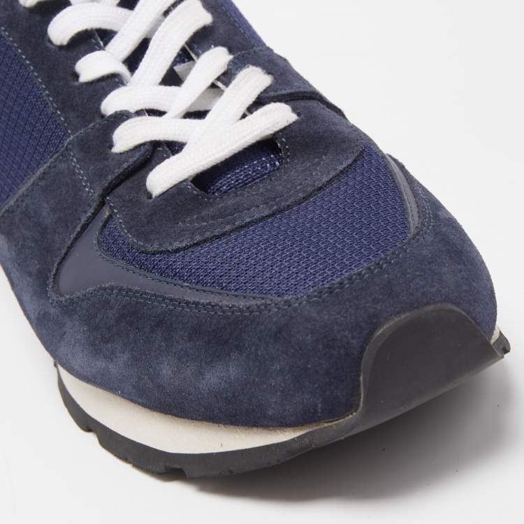 مملوكة مسبقًا Louis Vuitton Navy Blue Mesh and Leather Abbesses Sneakers Size 43