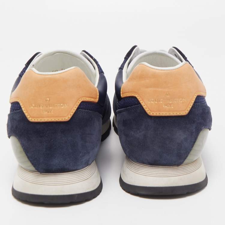 مملوكة مسبقًا Louis Vuitton Navy Blue Mesh and Leather Abbesses Sneakers Size 43