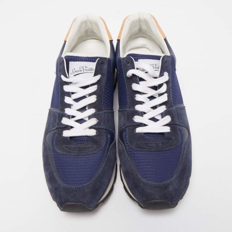 مملوكة مسبقًا Louis Vuitton Navy Blue Mesh and Leather Abbesses Sneakers Size 43