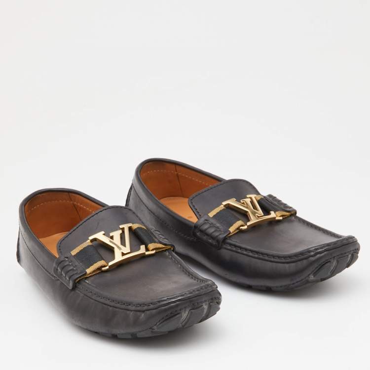 مملوكة مسبقًا Louis vuitton Black Leather Monte Carlo Slip On Loafers Size 40.5