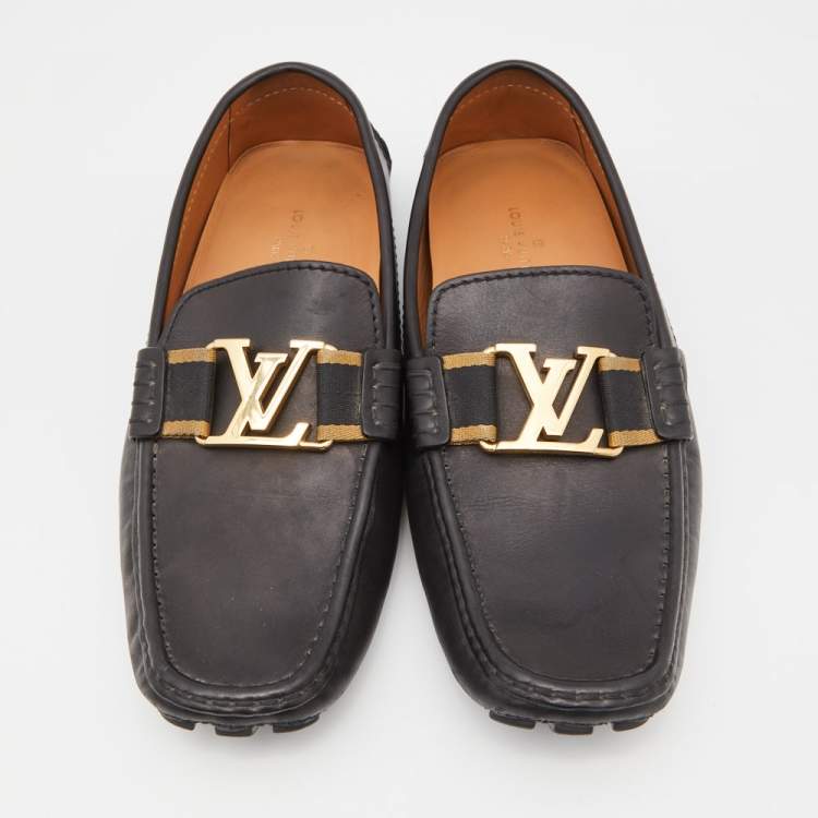 مملوكة مسبقًا Louis vuitton Black Leather Monte Carlo Slip On Loafers Size 40.5