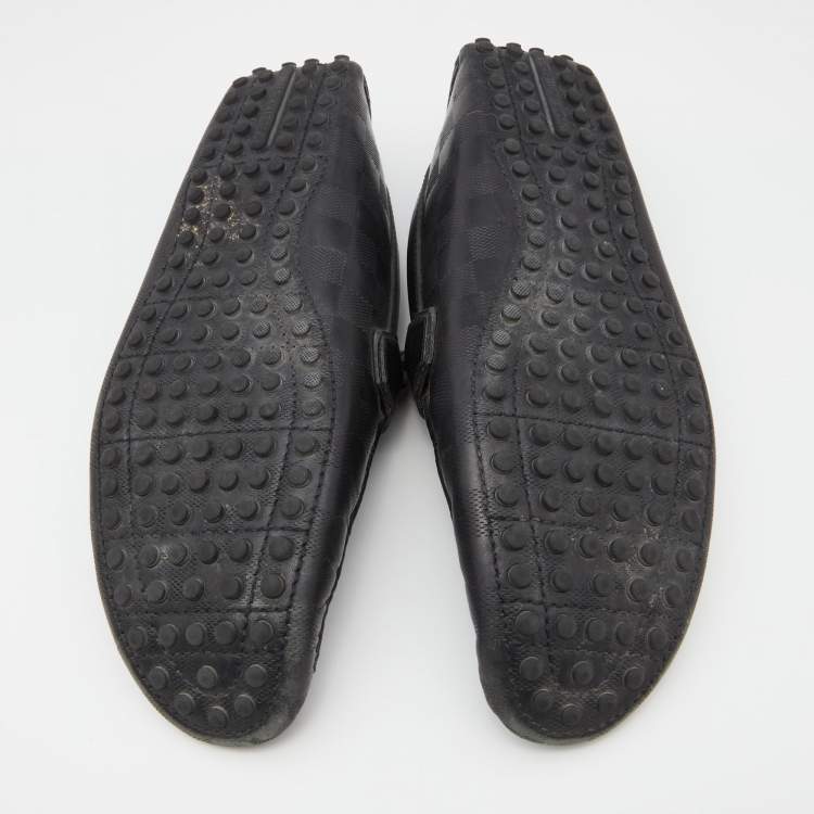 Pre Owned Louis Vuitton Black Damier Infini Leather Hockenheim Slip On Loafers Size 42