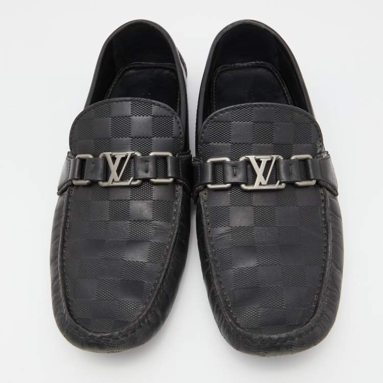 Pre Owned Louis Vuitton Black Damier Infini Leather Hockenheim Slip On Loafers Size 42