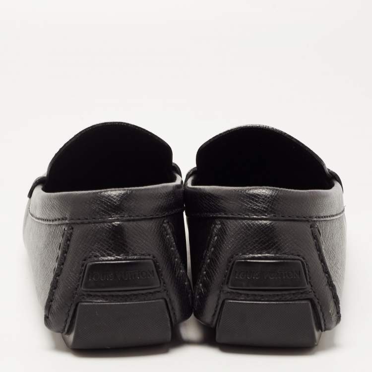 Pre Owned Louis Vuitton Black Leather Monte Carlo Slip On Loafers Size 43.5