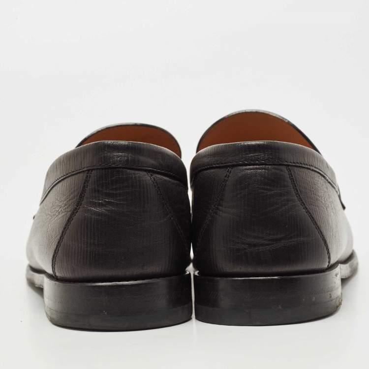 Pre Owned Louis Vuitton Black Leather Hockenheim Slip On Loafers Size 42.5