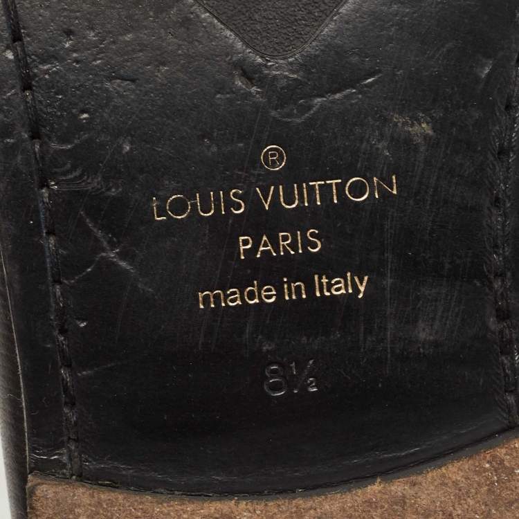 Pre Owned Louis Vuitton Black Leather Hockenheim Slip On Loafers Size 42.5