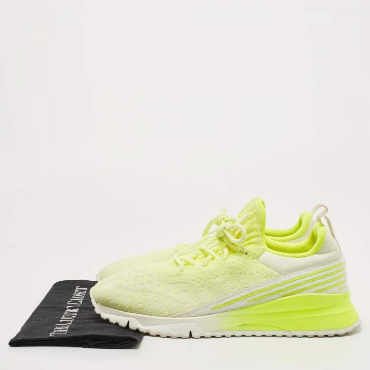 Pre Owned Louis Vuitton Neon Yellow Knit Fabric V.N.R Sneakers Size 42.5