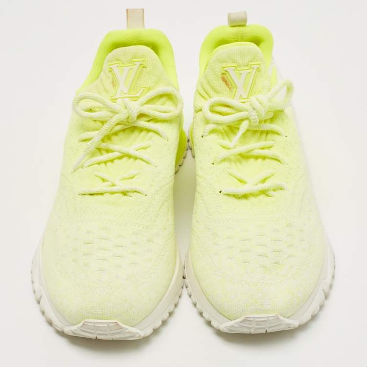 Pre Owned Louis Vuitton Neon Yellow Knit Fabric V.N.R Sneakers Size 42.5