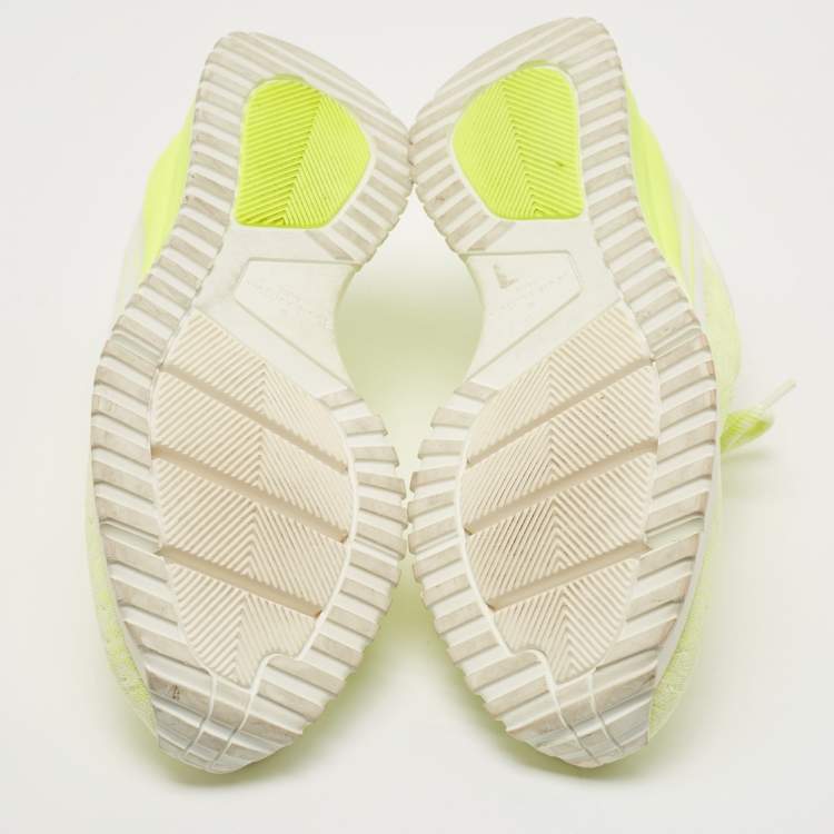 Pre Owned Louis Vuitton Neon Yellow Knit Fabric V.N.R Sneakers Size 42.5