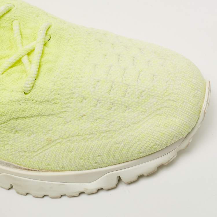 Pre Owned Louis Vuitton Neon Yellow Knit Fabric V.N.R Sneakers Size 42.5