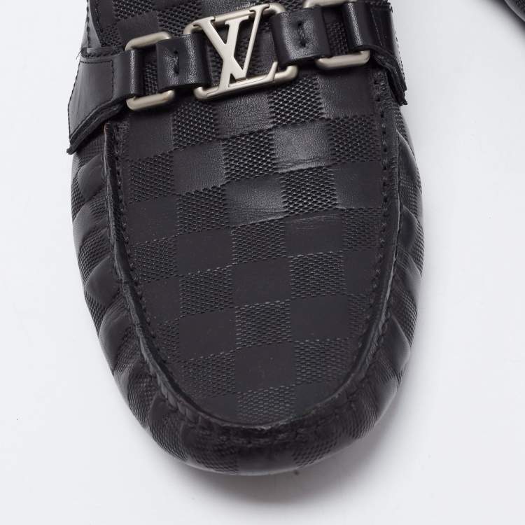 Pre Owned Louis Vuitton Black Leather Hockehneim Loafers Size 43