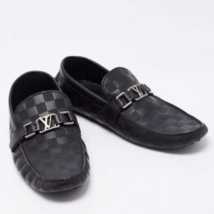 Pre Owned Louis Vuitton Black Leather Hockehneim Loafers Size 43