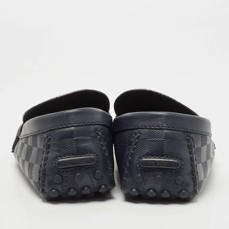 Pre Owned Louis Vuitton Navy Leather Hockehnheim Loafers Size 43