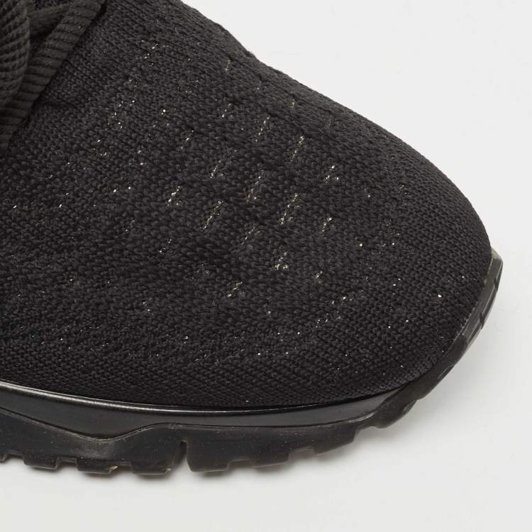 Pre Owned Louis Vuitton Black Knit Fabric V.N.R Sneakers Size 43.5