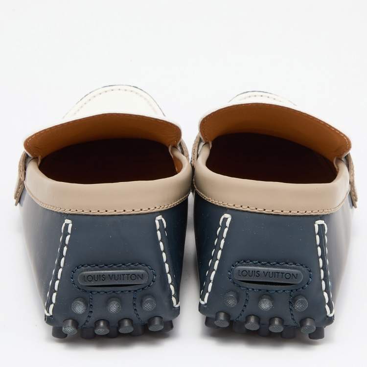Pre Owned Louis Vuitton Tricolor Leather Hockenheim Loafers Size 42.5