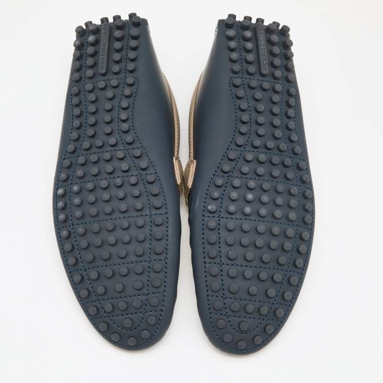 Pre Owned Louis Vuitton Tricolor Leather Hockenheim Loafers Size 42.5