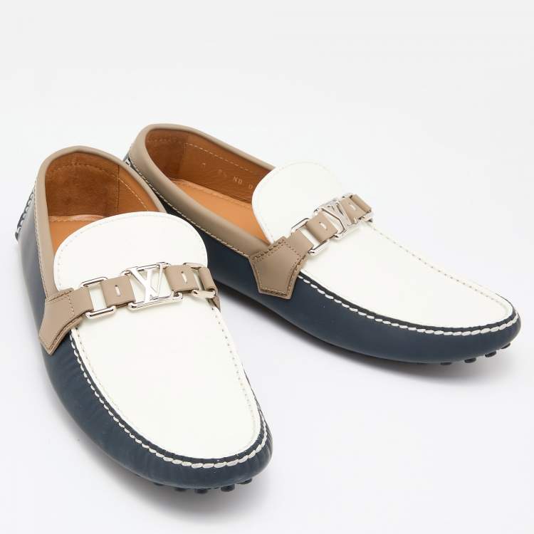 Pre Owned Louis Vuitton Tricolor Leather Hockenheim Loafers Size 42.5