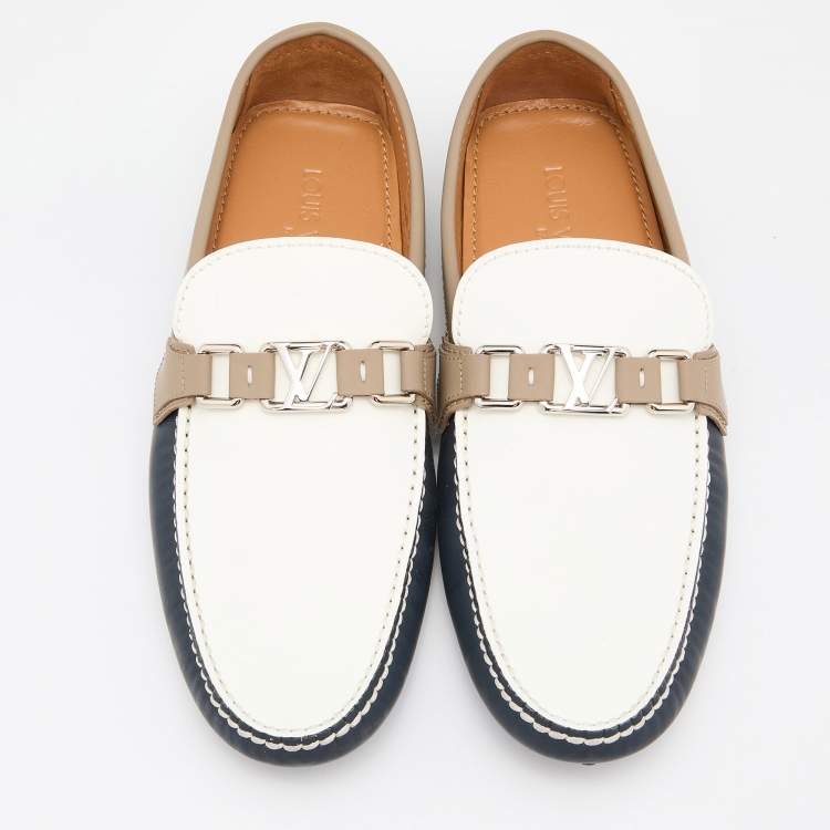 Pre Owned Louis Vuitton Tricolor Leather Hockenheim Loafers Size 42.5