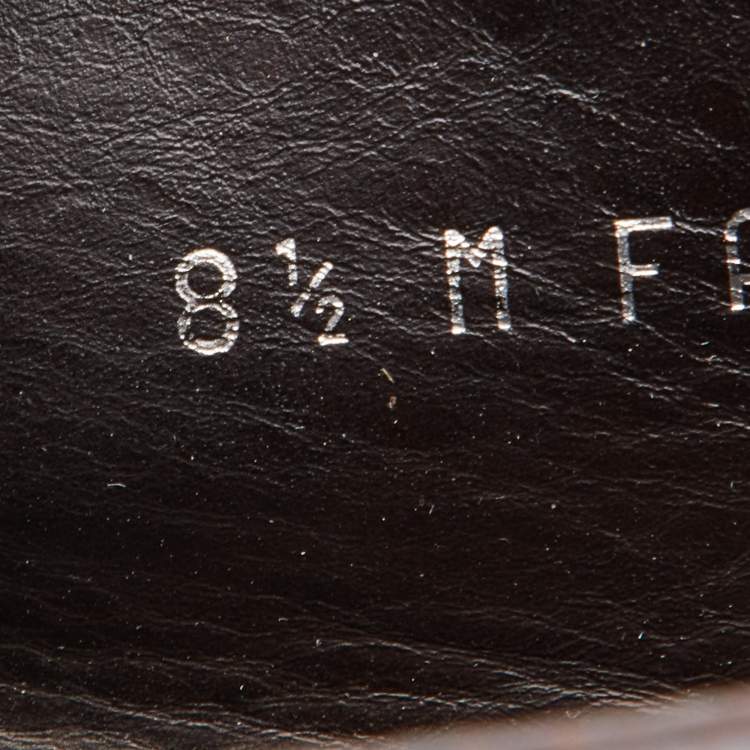 Pre Owned Louis Vuitton Brown Leather Logo Bow Slip On Loafers Size 42.5 