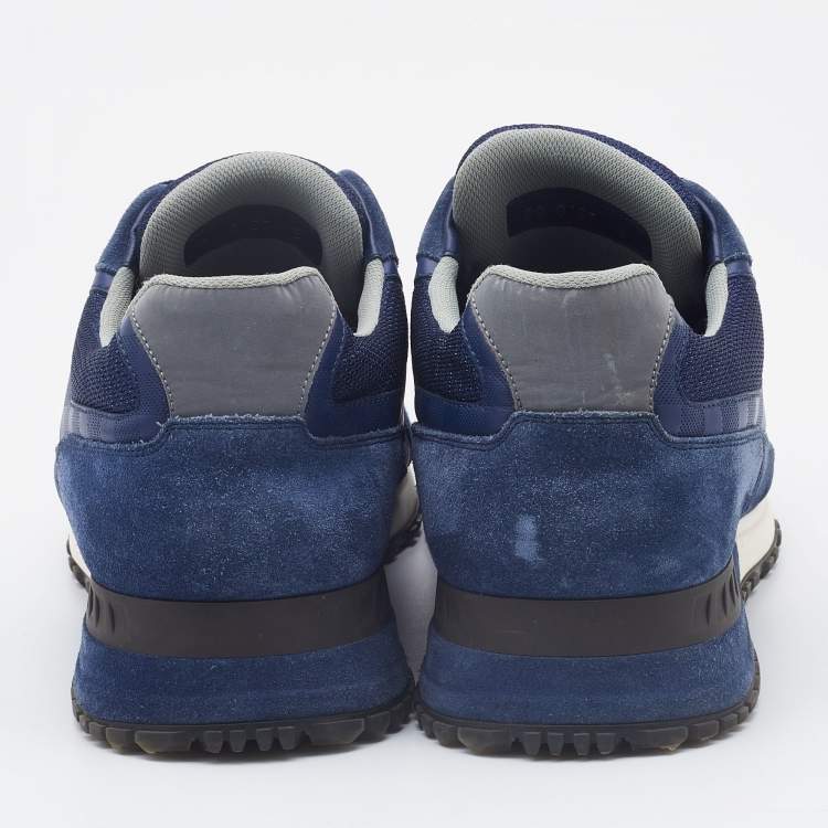 Pre Owned Louis Vuitton Blue Suede,Mesh and Leather Lace Up Sneakers Size 42