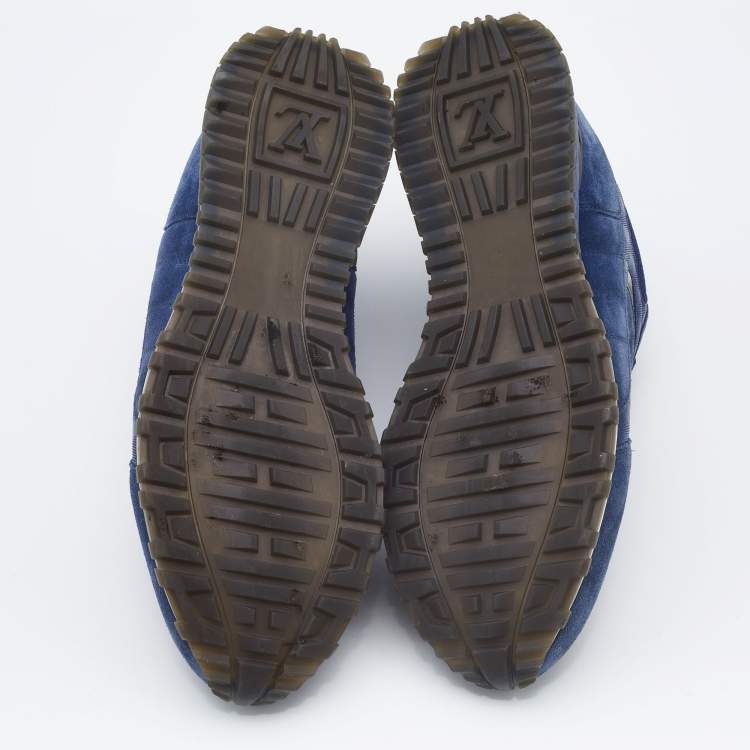 Pre Owned Louis Vuitton Blue Suede,Mesh and Leather Lace Up Sneakers Size 42