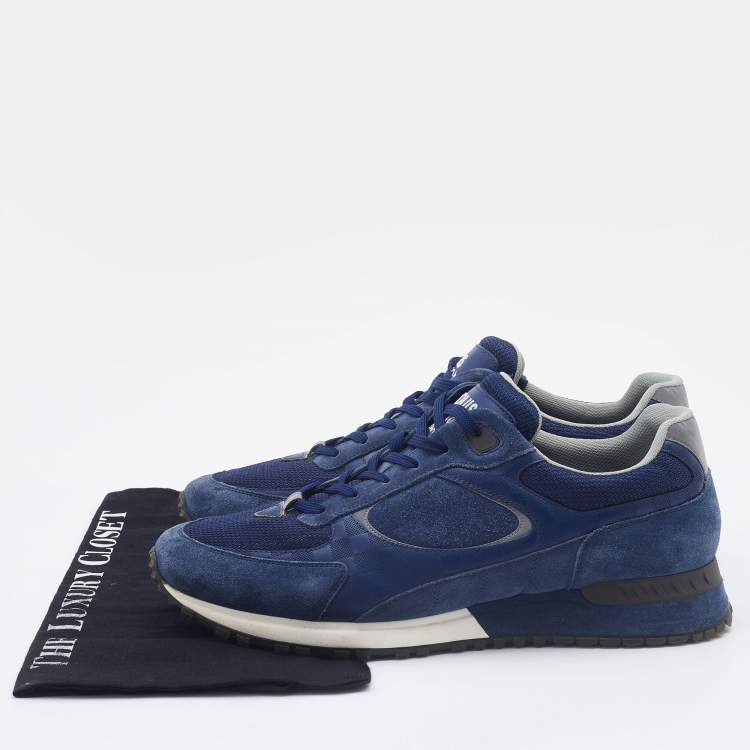 Pre Owned Louis Vuitton Blue Suede,Mesh and Leather Lace Up Sneakers Size 42