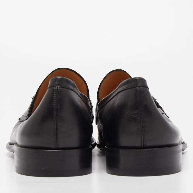 Pre Owned Louis Vuitton Black Leather Saint Germain Loafers Size 46