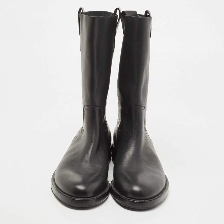 Pre Owned Louis Vuitton Black Leather Calf Length Boots Size 42