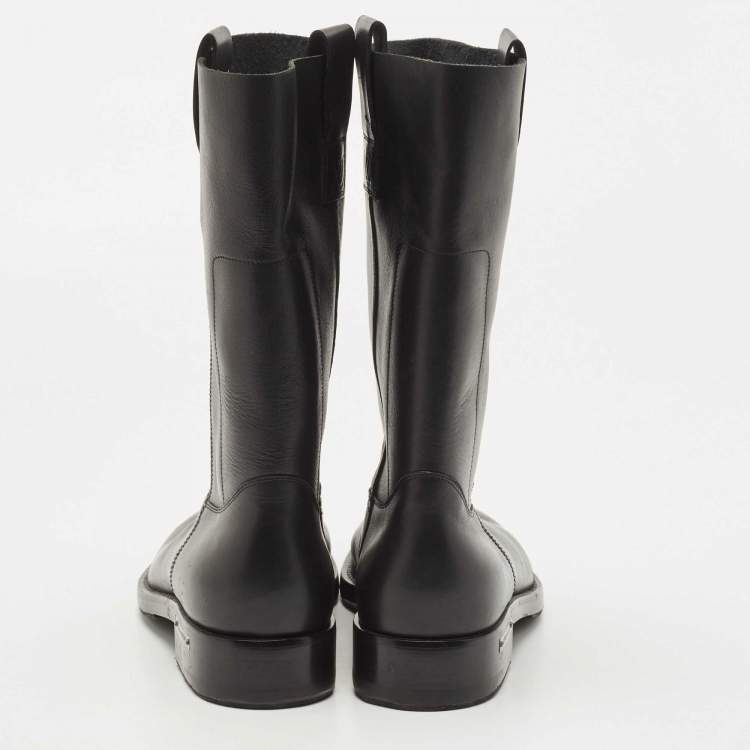 Pre Owned Louis Vuitton Black Leather Calf Length Boots Size 42