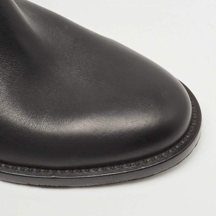 Pre Owned Louis Vuitton Black Leather Calf Length Boots Size 42
