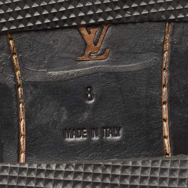 Pre Owned Louis Vuitton Black Leather Calf Length Boots Size 42