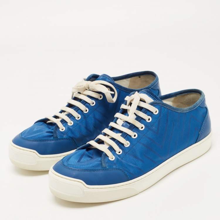 Louis Vuitton Blue Fabric and Leather Low Top Sneakers