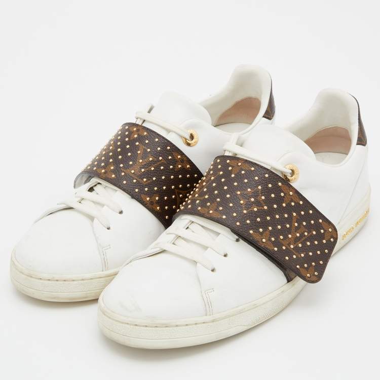 Louis Vuitton White/Brown Monogram Canvas and Leather Studded