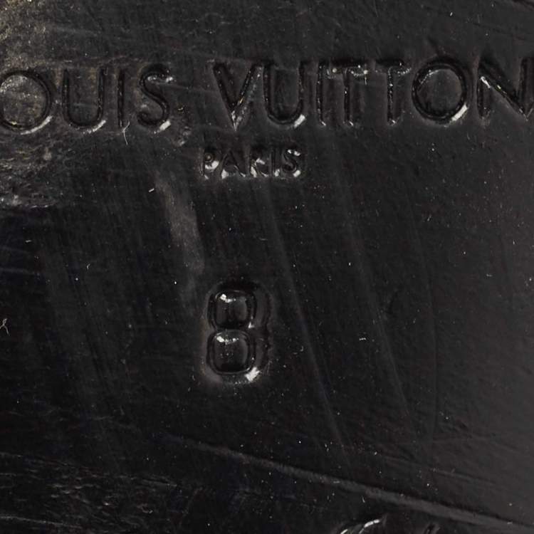 Pre Owned Louis Vuitton Black/Silver Sequins Lace Up Oxfords Size 42