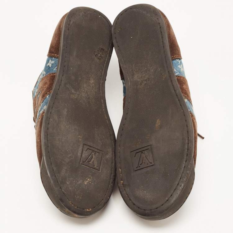 Pre Owned Louis Vuitton Brown Suede And Monogram Canvas Energie Low Top Sneakers Size 42