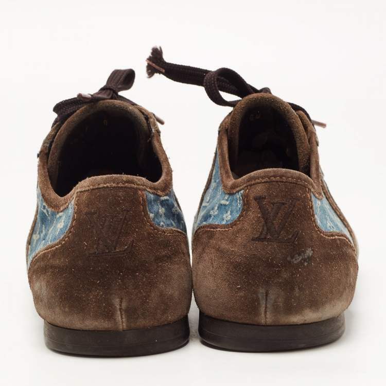 Pre Owned Louis Vuitton Brown Suede And Monogram Canvas Energie Low Top Sneakers Size 42