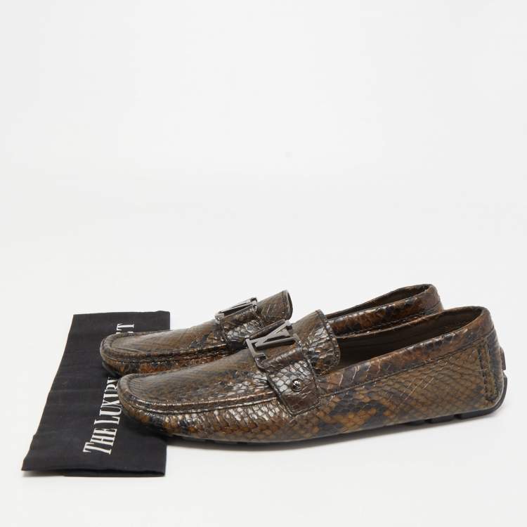 مملوكة مسبقًا Louis Vuitton Two Tone Python Monte Carlo Loafers Size 42.5