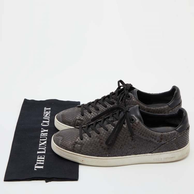 Pre Owned Louis Vuitton Two Tone Python Frontrow Sneakers Size 43.5