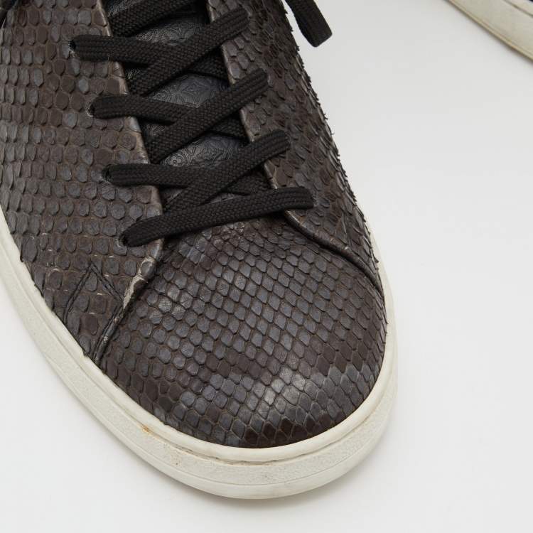 Pre Owned Louis Vuitton Two Tone Python Frontrow Sneakers Size 43.5