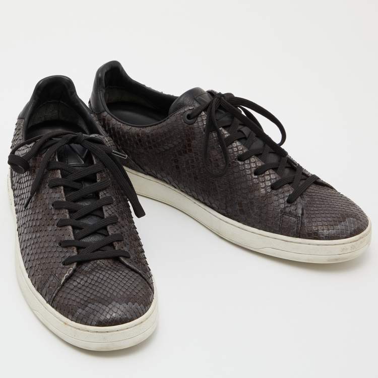 Pre Owned Louis Vuitton Two Tone Python Frontrow Sneakers Size 43.5