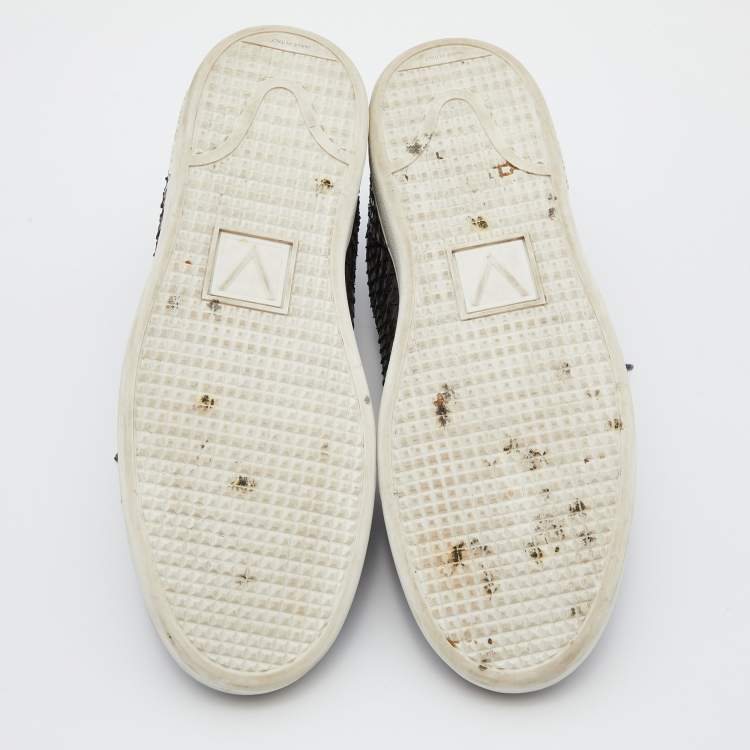 Pre Owned Louis Vuitton Two Tone Python Frontrow Sneakers Size 43.5