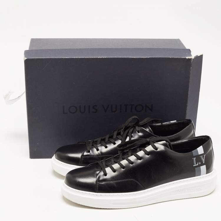 Pre Owned Louis Vuitton Black Leather Beverly Hills Sneakers Size 44
