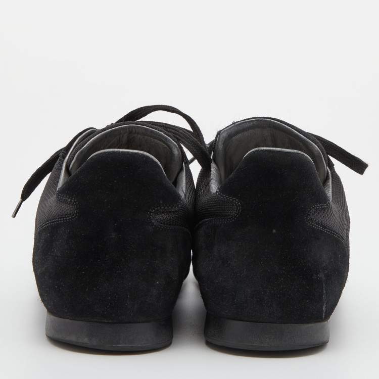 Pre Owned Louis Vuitton Black Suede and Mesh Trainers Low Top Sneakers Size 40