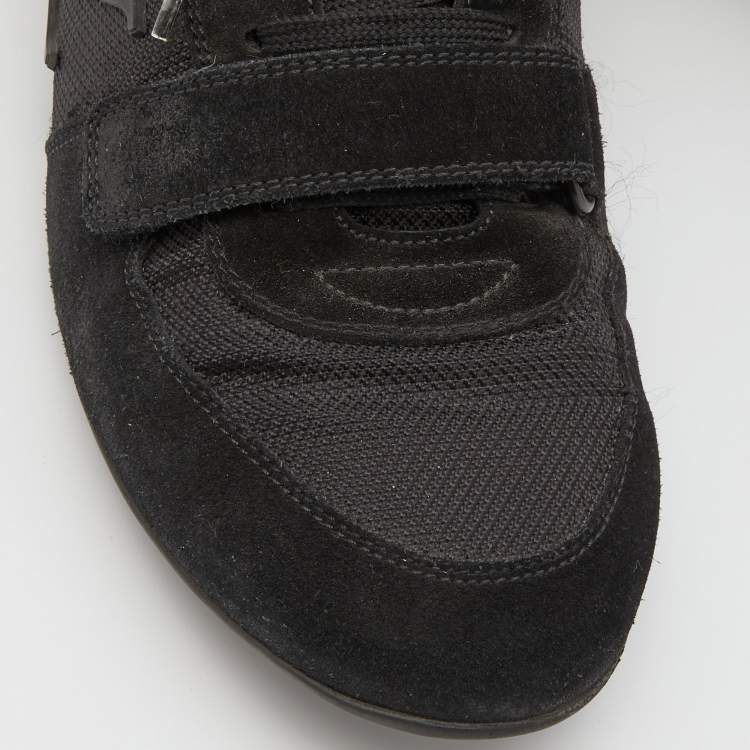 Pre Owned Louis Vuitton Black Suede and Mesh Trainers Low Top Sneakers Size 40