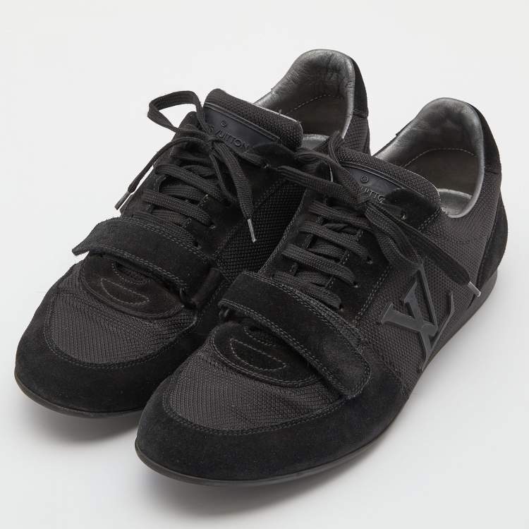 Pre Owned Louis Vuitton Black Suede and Mesh Trainers Low Top Sneakers Size 40