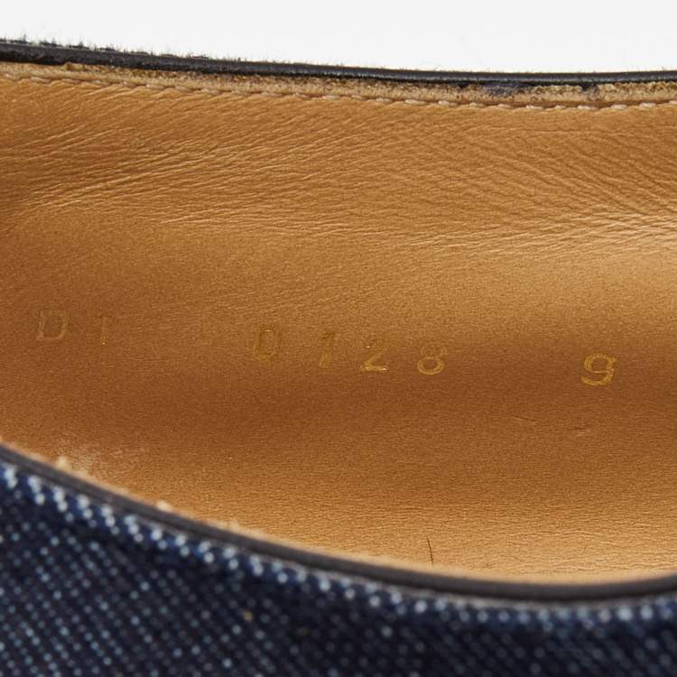 Pre Owned Louis Vuitton Blue Leather and Denim Lace Up Derby Size 43