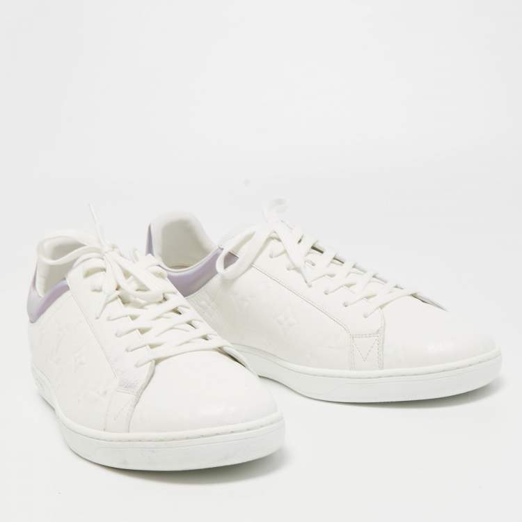 Pre Owned Louis Vuitton White Leather Luxemborg Sneakers Size 42.5