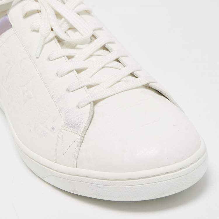 Pre Owned Louis Vuitton White Leather Luxemborg Sneakers Size 42.5