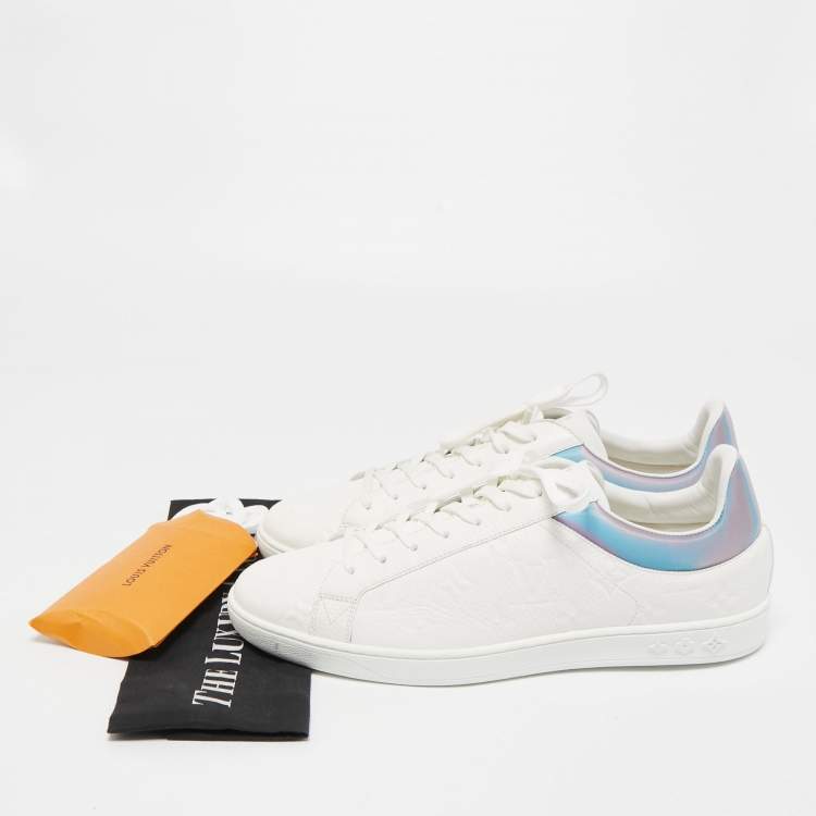 Pre Owned Louis Vuitton White Leather Luxemborg Sneakers Size 42.5